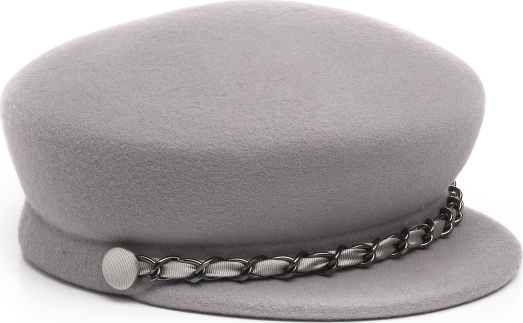 Eugenia Kim Sabrina Wool Newsboy Hat w/ Gunmetal Curb Chain Detail
