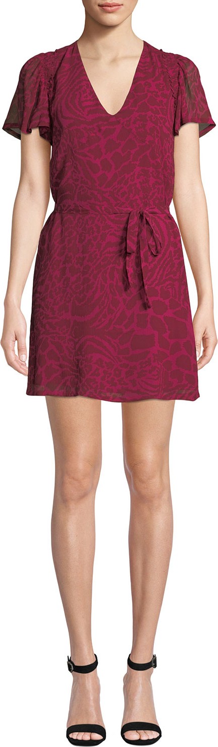 PAIGE Coco Short Animal-Print Silk Dress