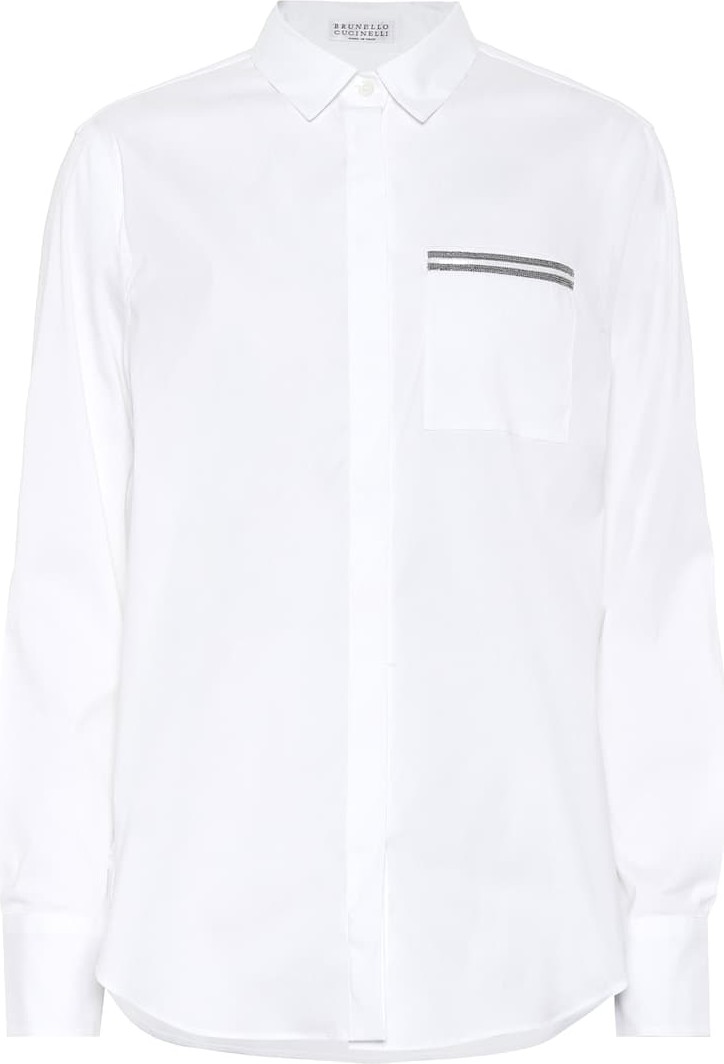 Brunello Cucinelli Embellished stretch-poplin shirt