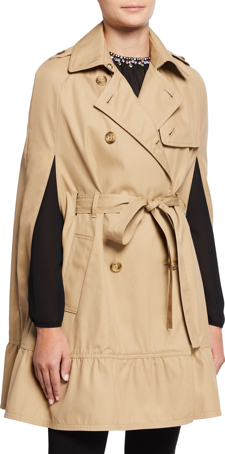 RED Valentino Gabardine Cape Trench Coat