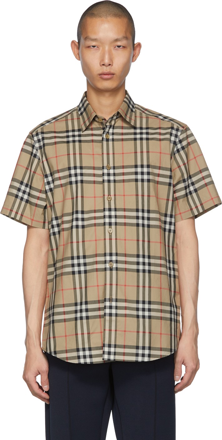 Burberry London England Beige Check Caxton Shirt