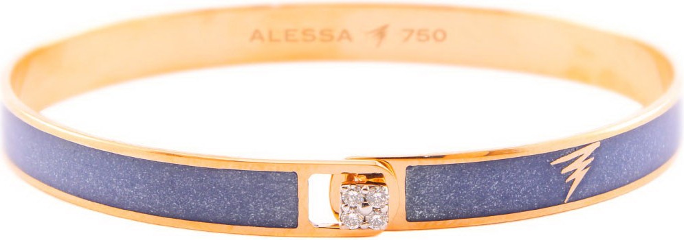 Alessa Jewelry Spectrum 18k Rose Gold Paint & Diamond Bangle, Periwinkle, Size 18