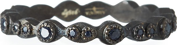 Armenta New World Scalloped Ring with Black Sapphires