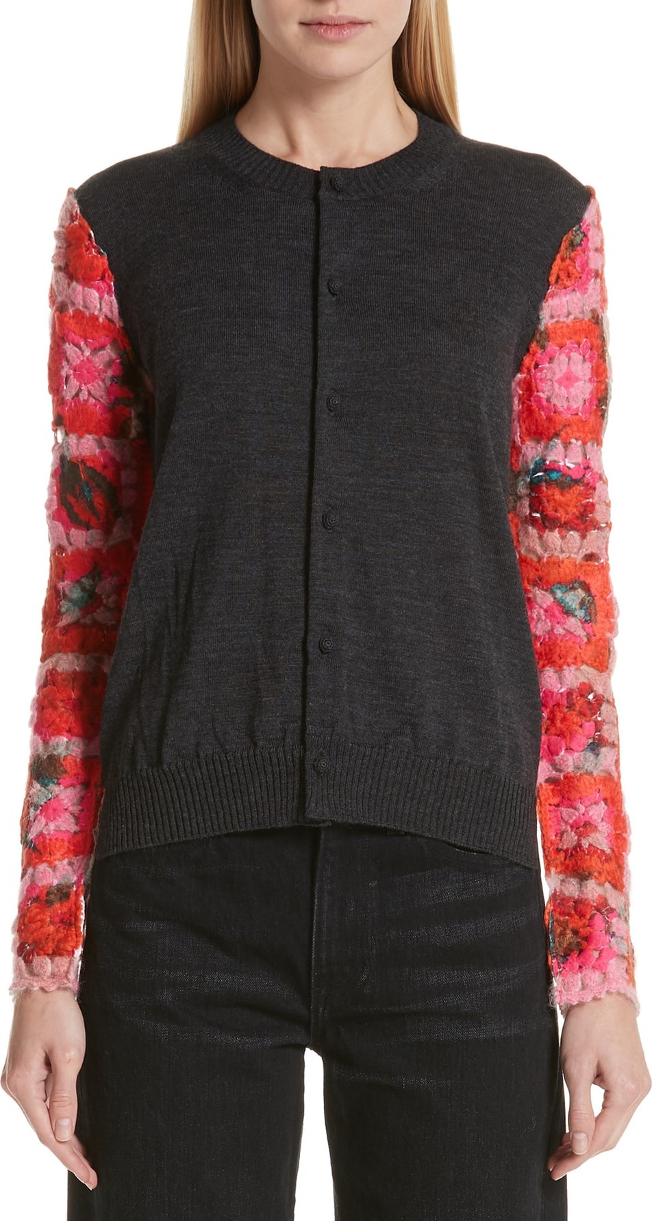 Tricot Comme des Garçons Crochet Sleeve Cardigan