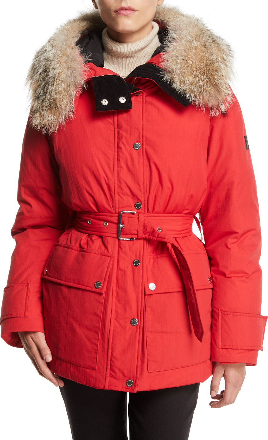 Belstaff Dawlby Waterproof Down Jacket w/ Fur Trim