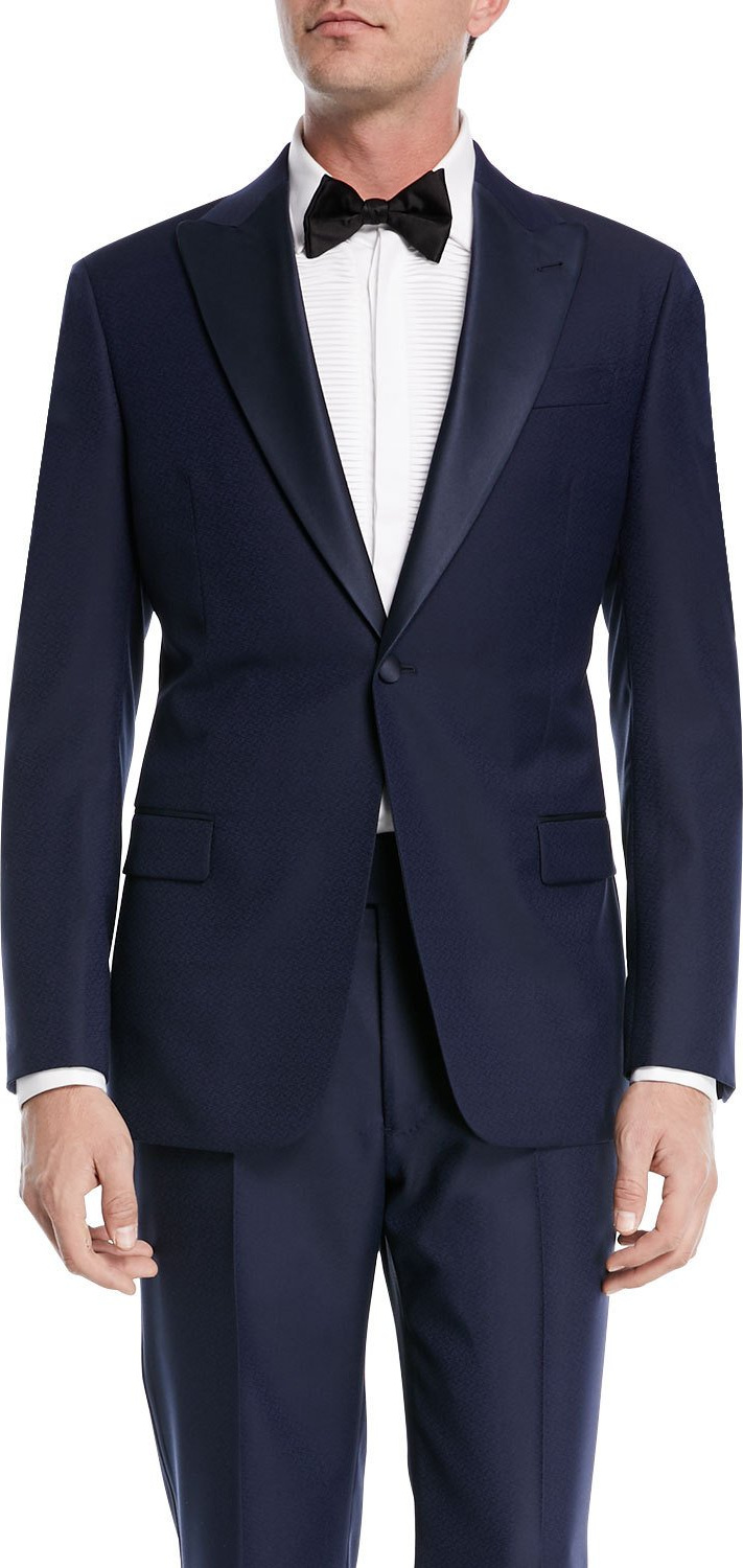 Emporio Armani Textured Two-Piece Tuxedo with Satin Peak Lapel