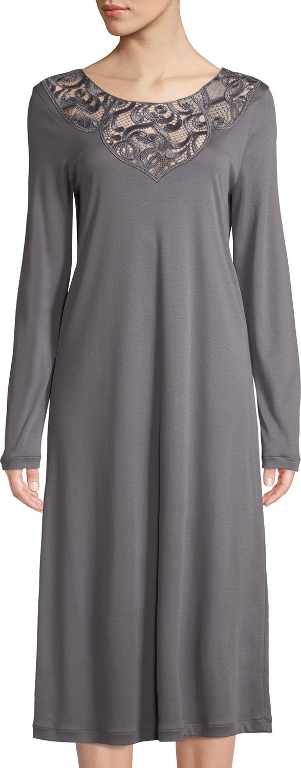 Hanro Ella Long-Sleeve Nightdress