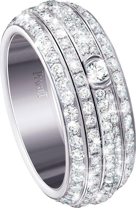 Piaget Possession Turning Pave Diamond Band Ring in 18K White Gold, Size 6