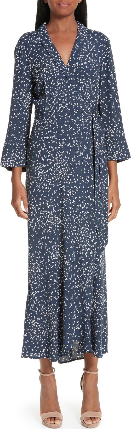 Ganni Barra Crepe Wrap Dress