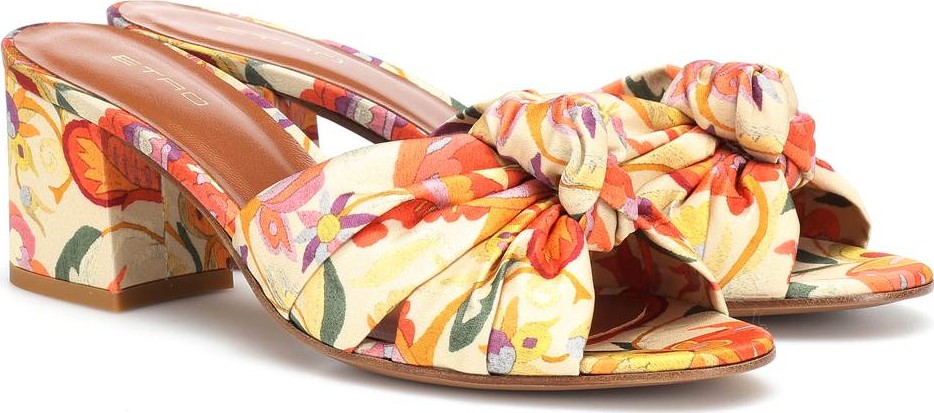 Etro Printed satin and leather sandals