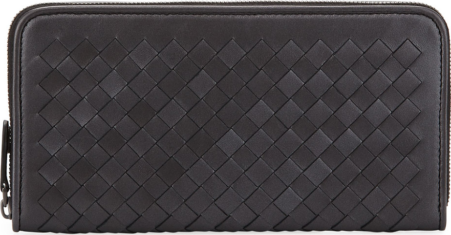 Bottega Veneta Metallic Woven Leather Continental Wallet