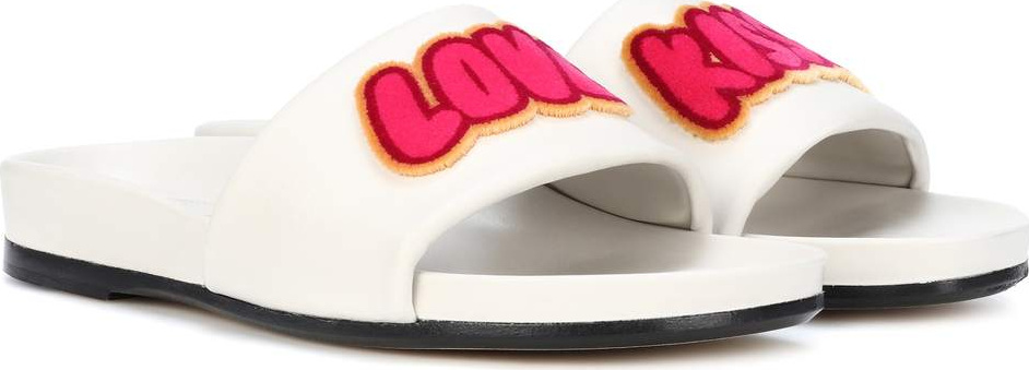 Anya Hindmarch Love And Kisses leather slides