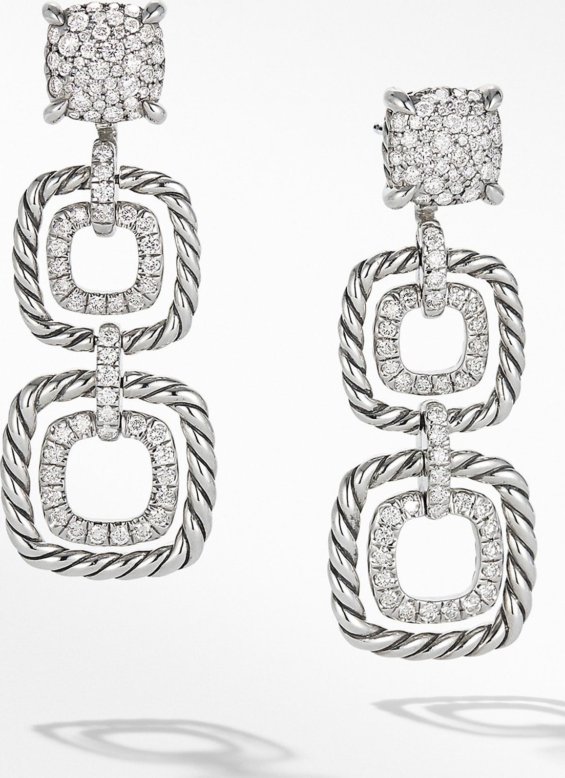 David Yurman Chatelaine Full Pavé Triple Drop Earrings