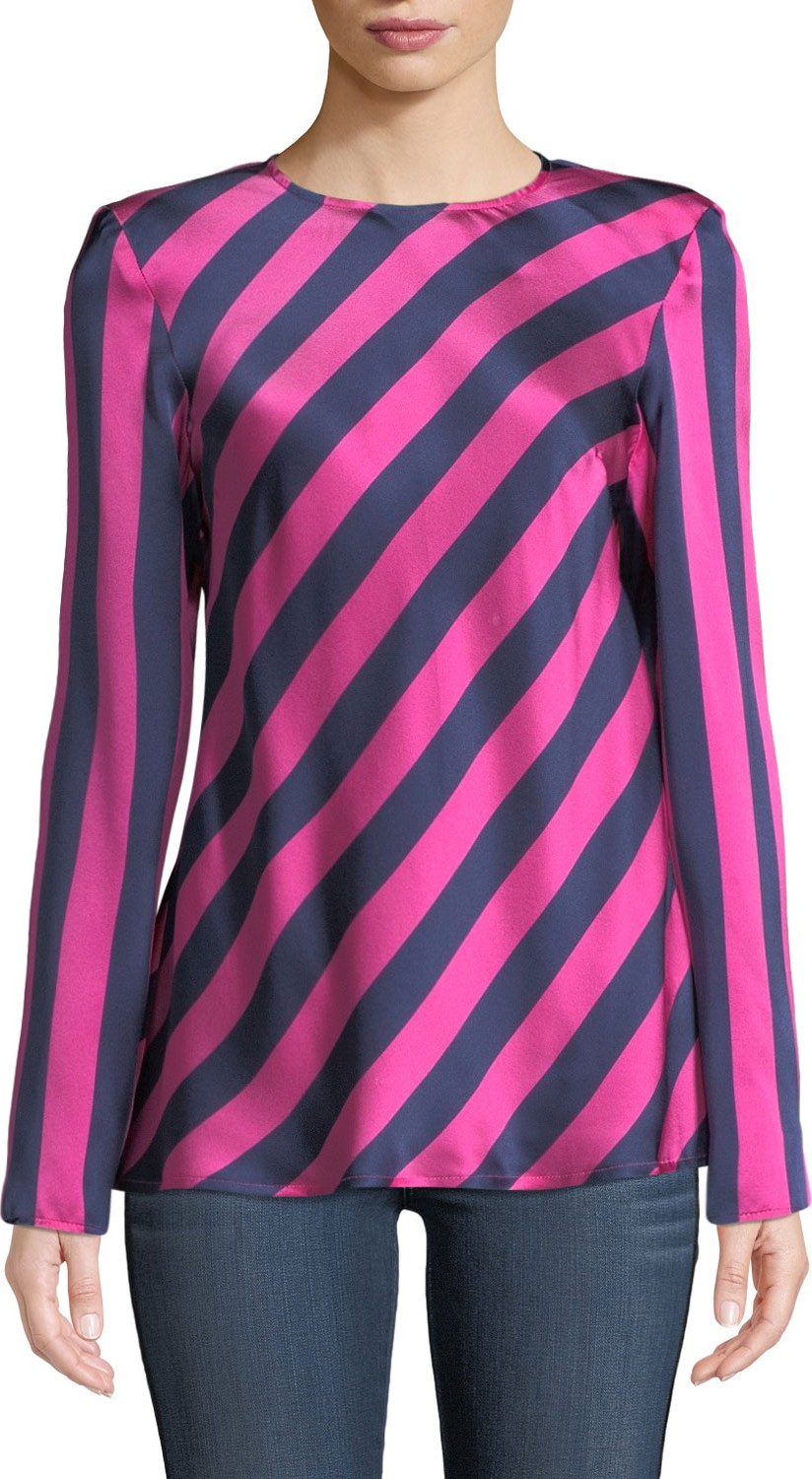 Maggie Marilyn I Wish You Well Open-Back Stripe Silk Top