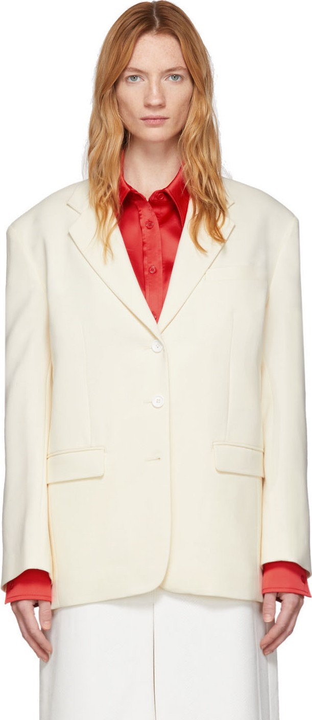 We11done Off-White Wool Three-Button Tailored Blazer