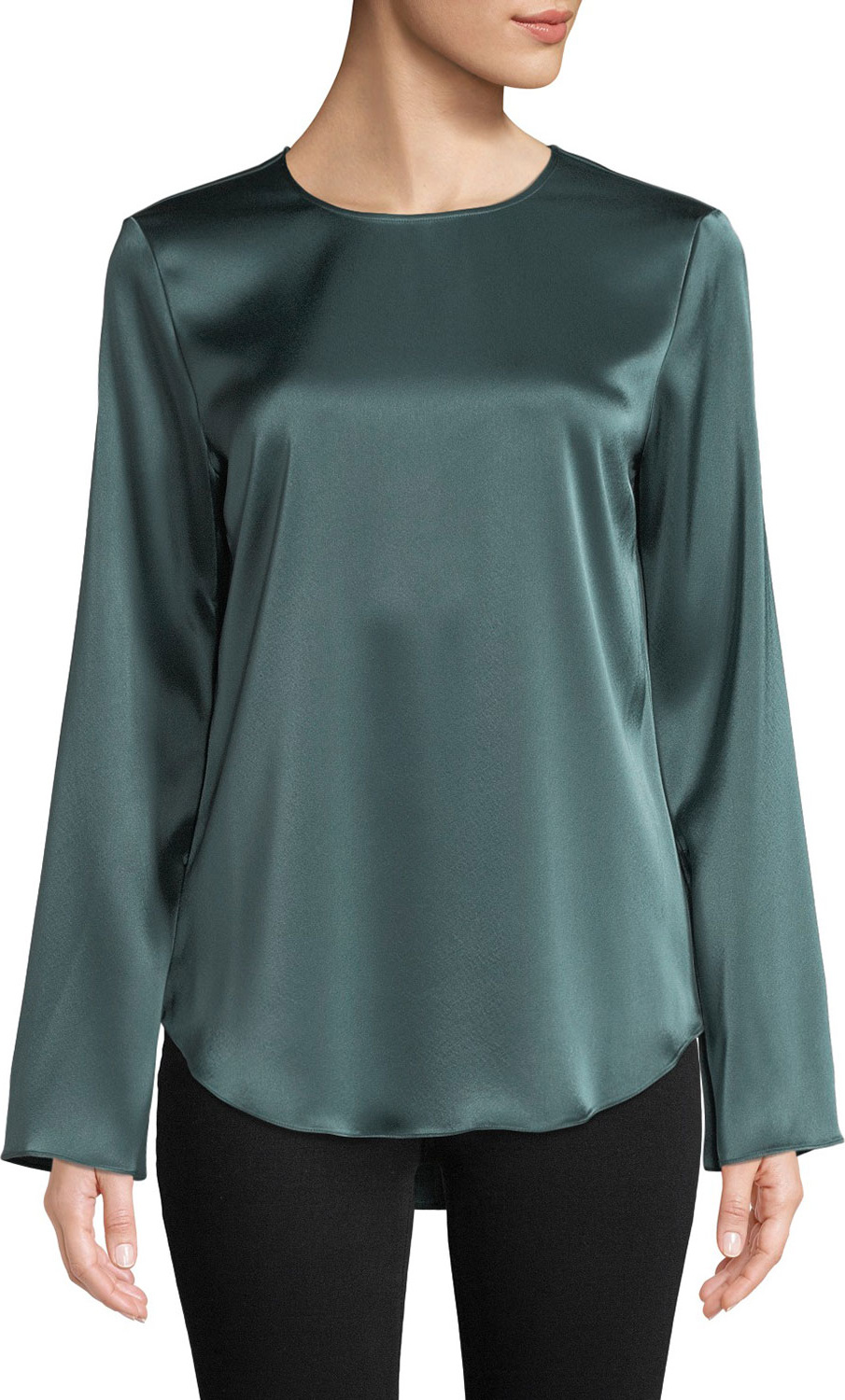 Theory Bringam Flat-Sateen Long-Sleeve Top