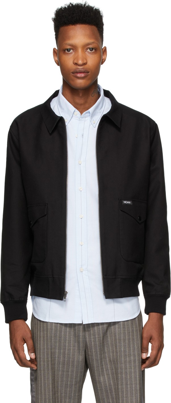 Noah NYC Black Grid Bomber Jacket