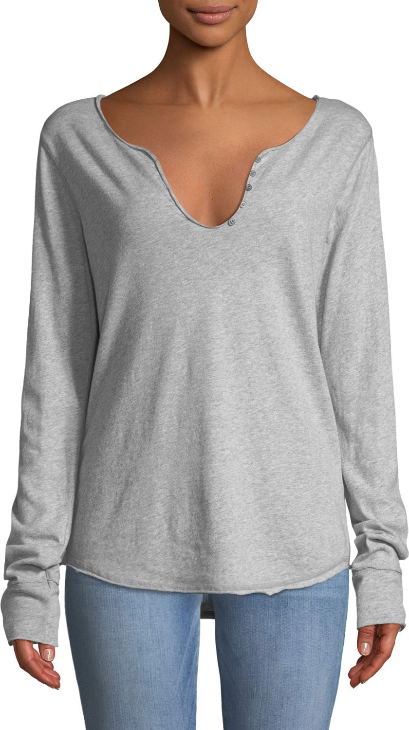 Zadig & Voltaire Tunisien Skull-Back Long-Sleeve Henley Top