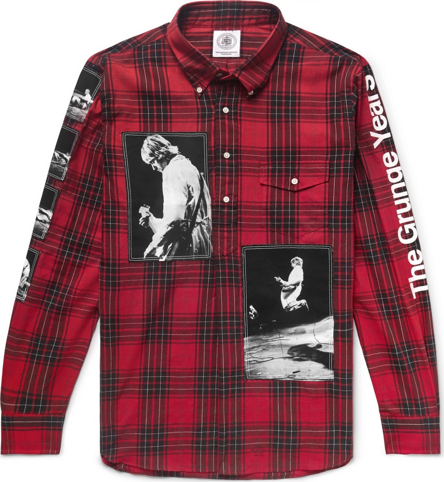 Takahiromiyashita The Soloist Button-Down Collar Appliquéd Checked Cotton Half-Placket Shirt