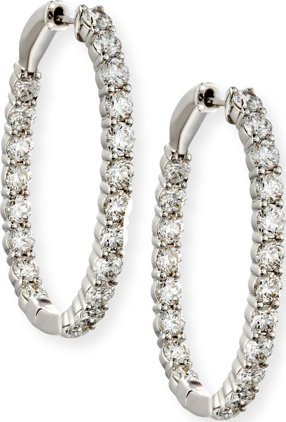 Bessa 18K White Gold Infinity Diamond Hoop Earrings