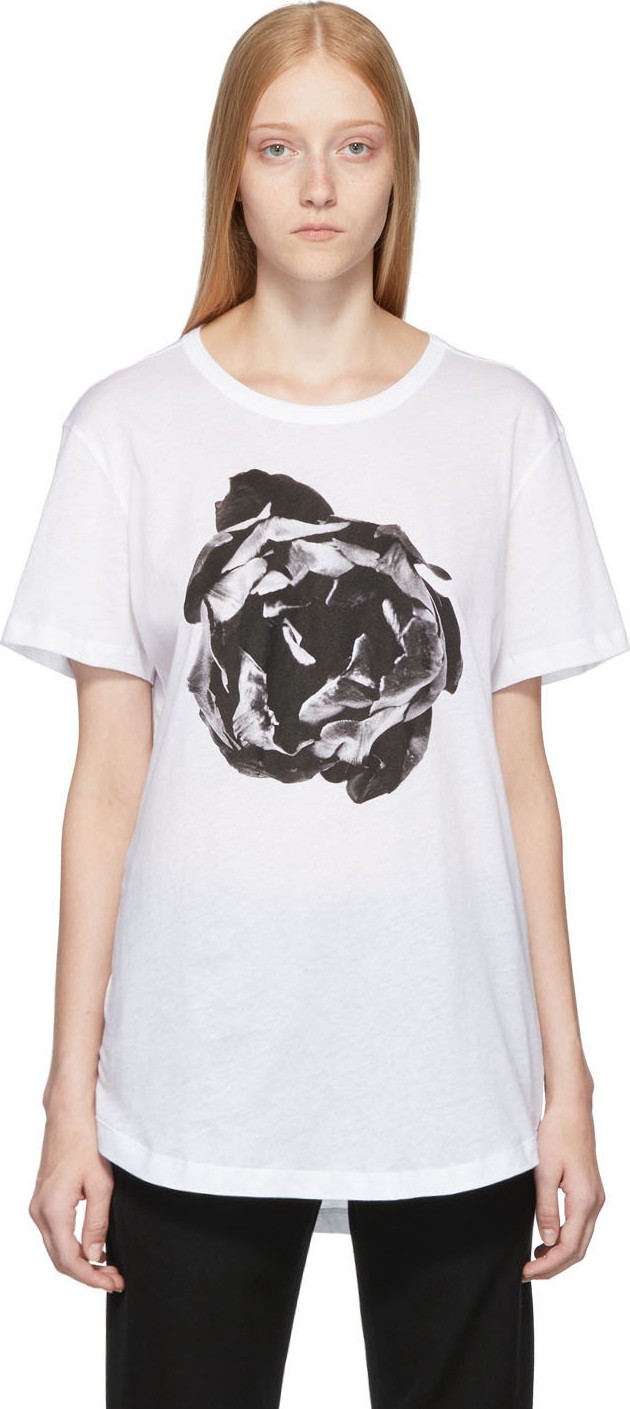 Ann Demeulemeester White Flower Print T-Shirt