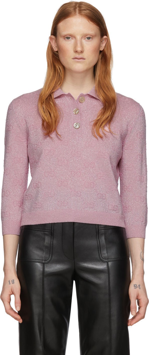Gucci Pink Lurex GG Polo