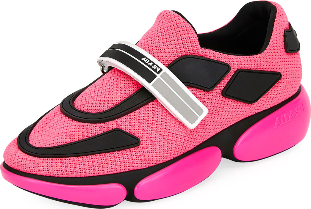 Prada Cloud Bust Knit Trainer with Logo Strap