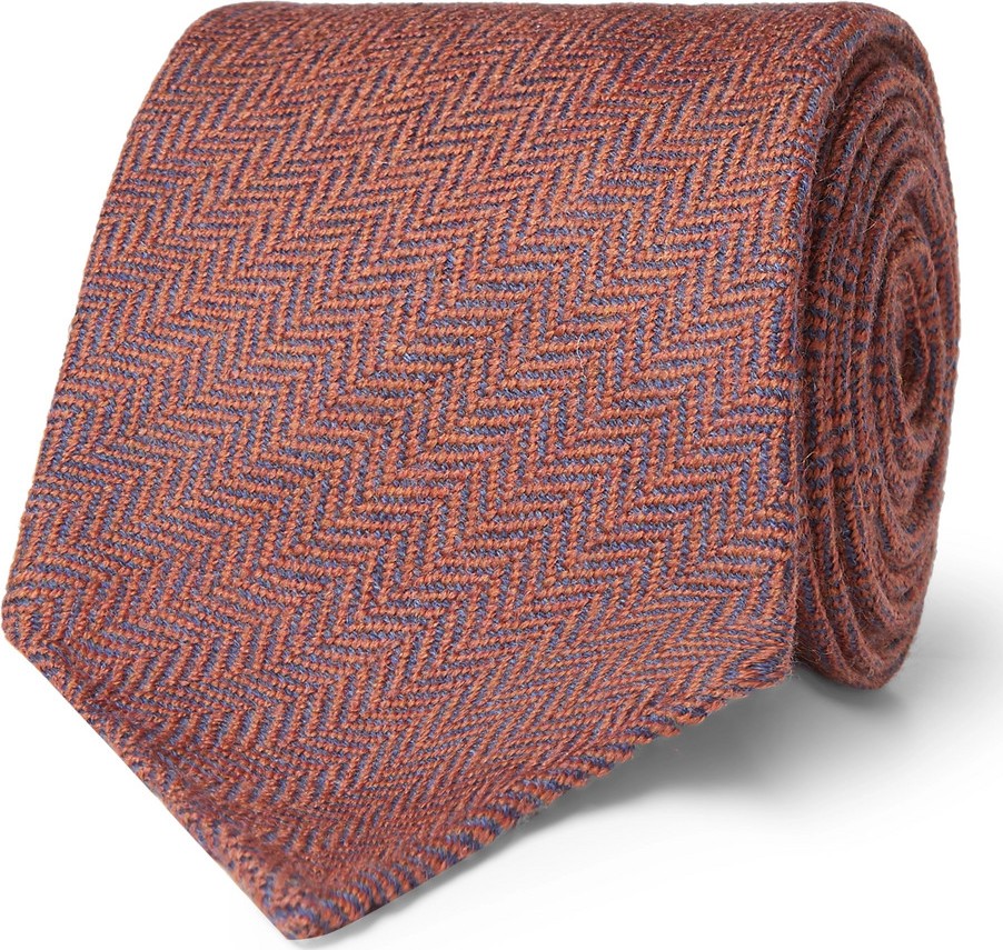 Thom Sweeney 8cm Herringbone Wool Tie