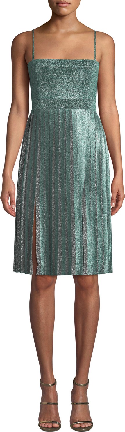 Misha Collection Janelle Double-Slit Metallic Dress