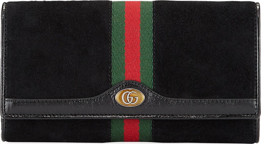 Gucci Ophidia Suede Wallet On A Chain