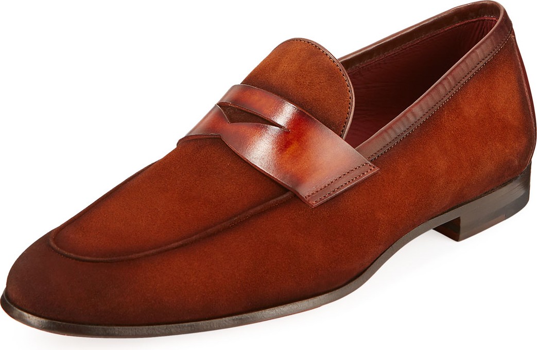 MAGNANNI Men's Suede Penny Loafer
