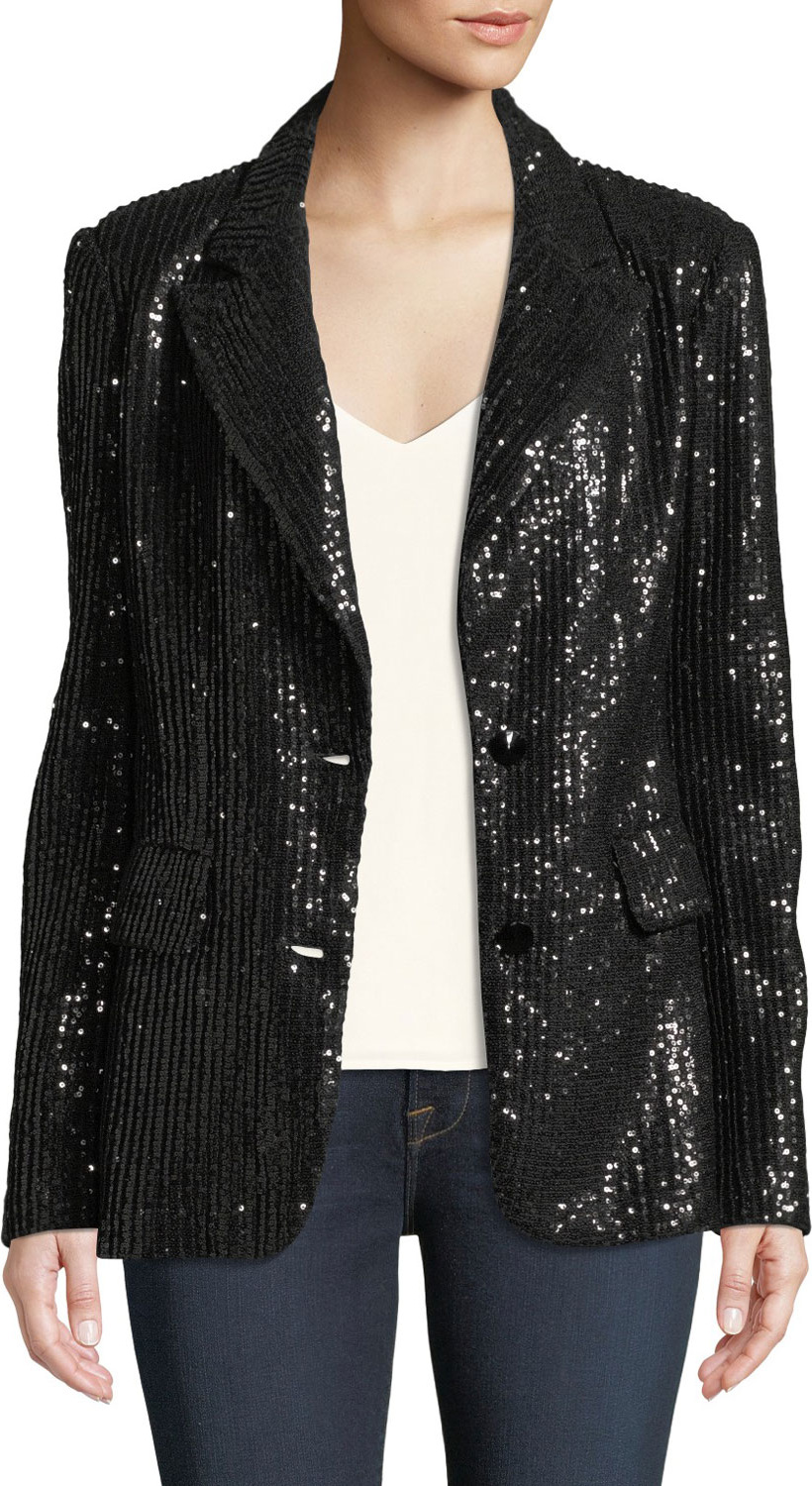 Berek Two-Button Notch-Lapel Sequined Blazer, Plus Size