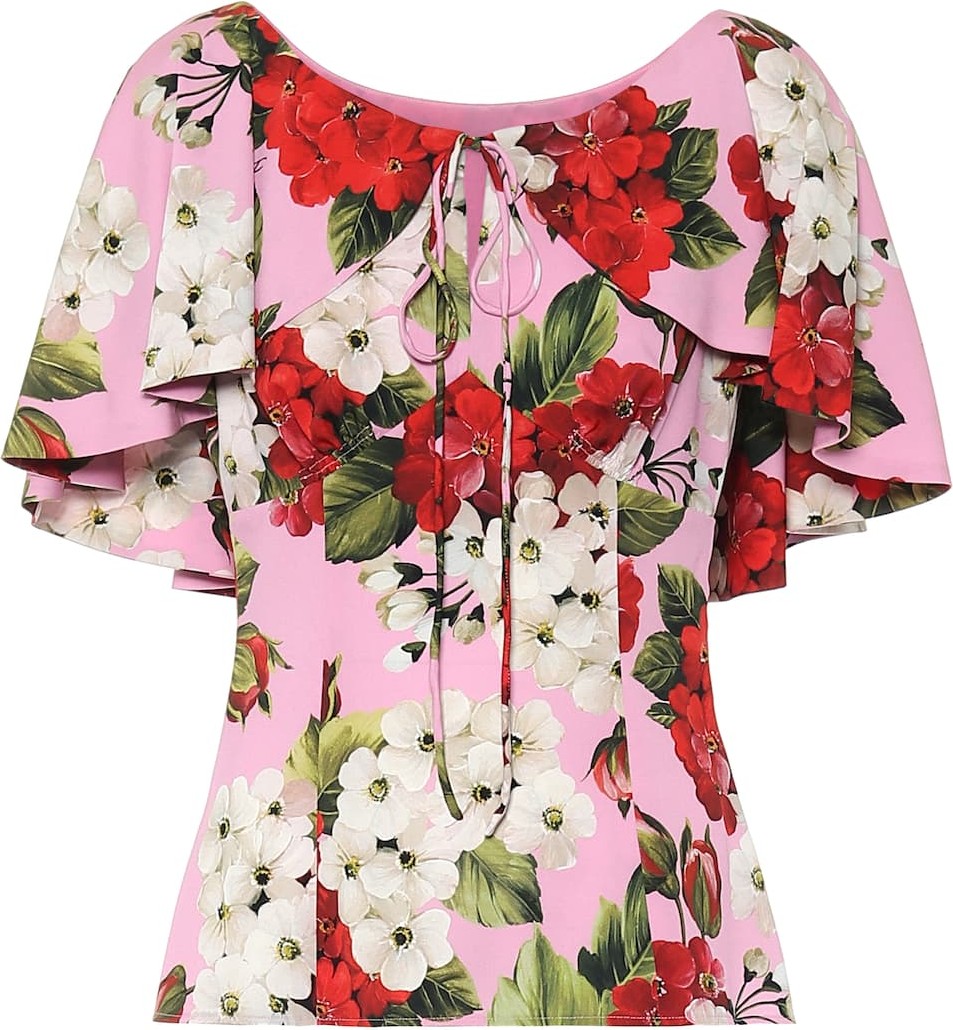 Dolce & Gabbana Floral stretch-silk blouse