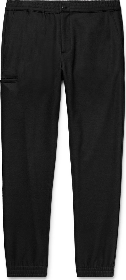 Theory Black Slim-Fit Tapered Stretch Wool-Blend Trousers