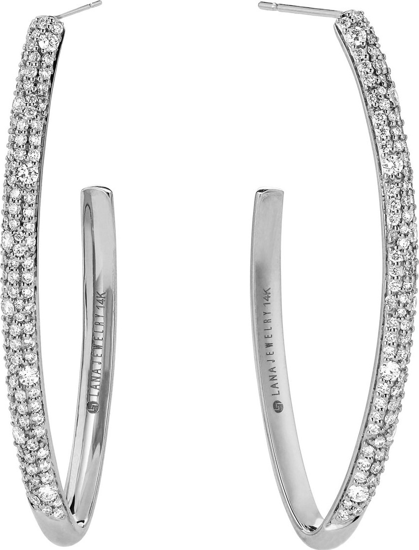 Lana 14k White Gold Blake Diamond Cluster Hoop Earrings