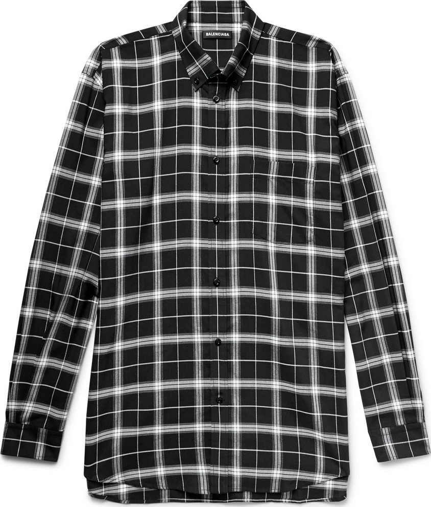 Balenciaga Button-Down Collar Checked Woven Shirt