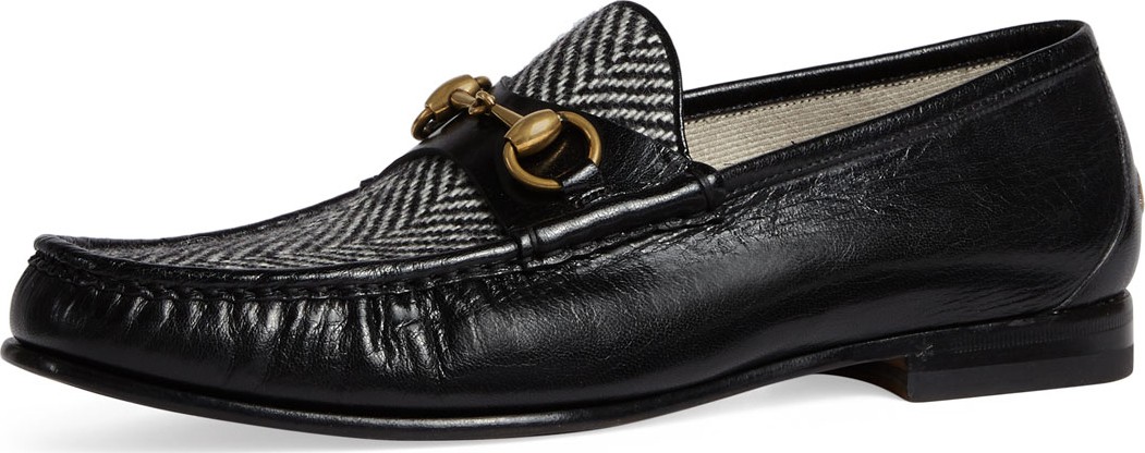 Gucci Leather & Herringbone Loafer