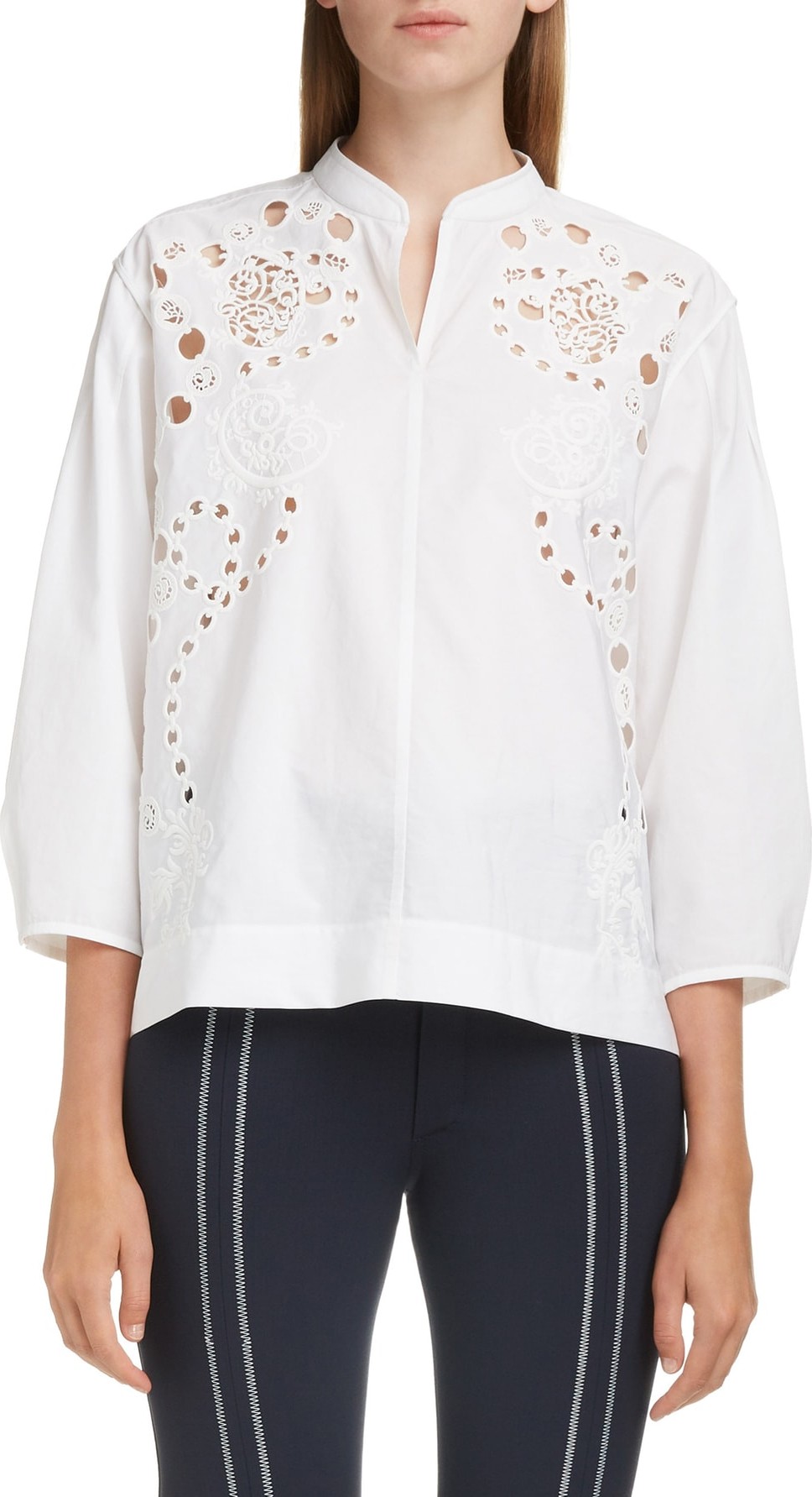 Chloe Eyelet Detail Poplin Blouse