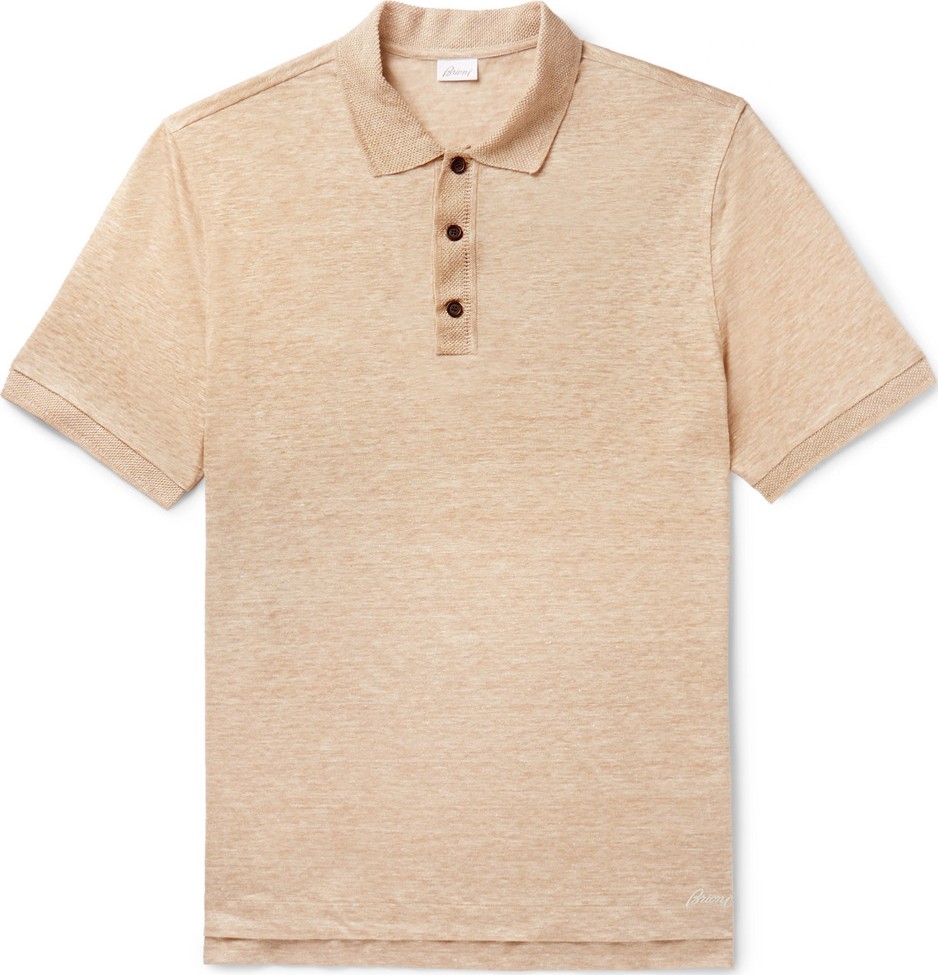 Brioni Mélange Linen Polo Shirt