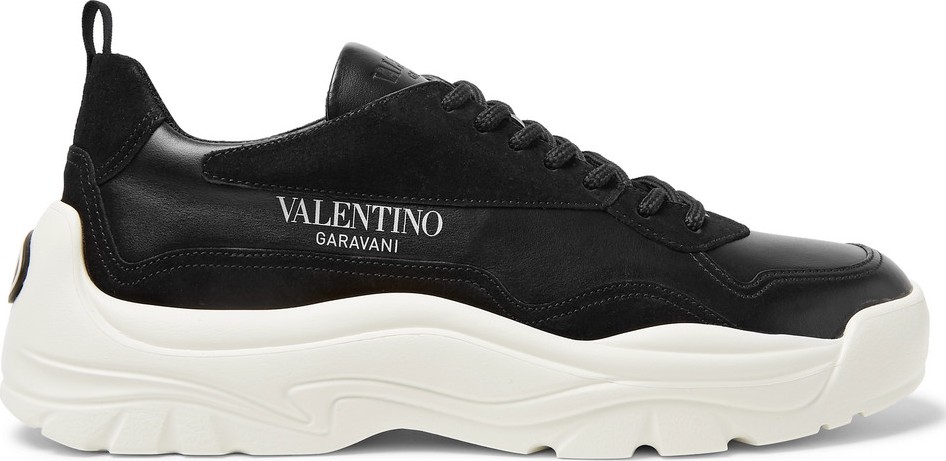 Valentino Valentino Garavani Gumboy Suede-Trimmed Leather Sneakers
