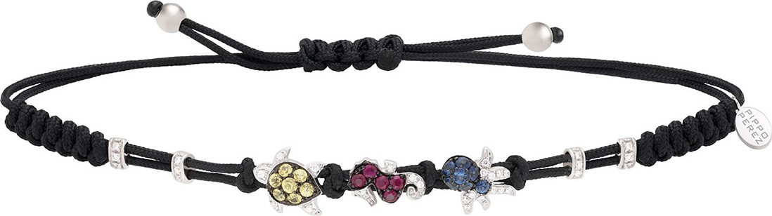 Pippo Perez 18k White Gold Mixed Sea Life Pull-Cord Bracelet