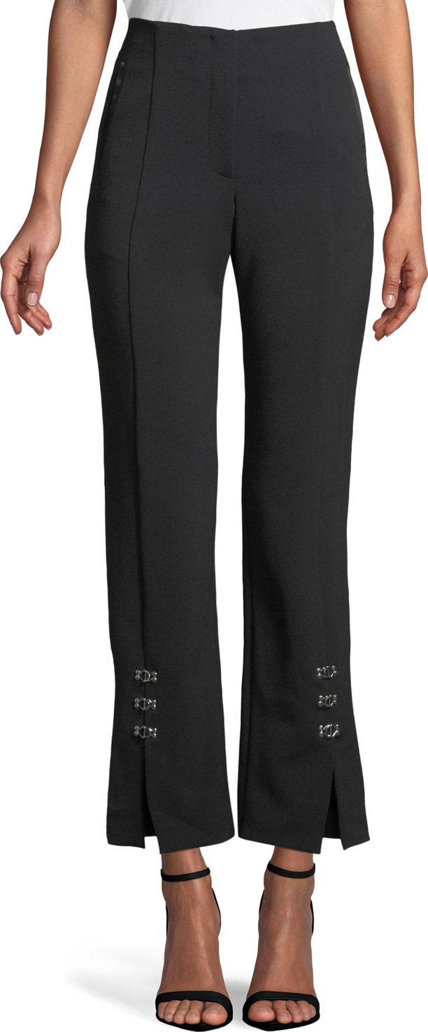 Jonathan Simkhai E-Cig Compact Stretch Grommet Straight-Leg Pants Jonathan Simkhai E-Cig Compact Stretch Grommet Straight-Leg Pants