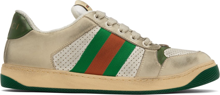 Gucci White Screener Sneakers