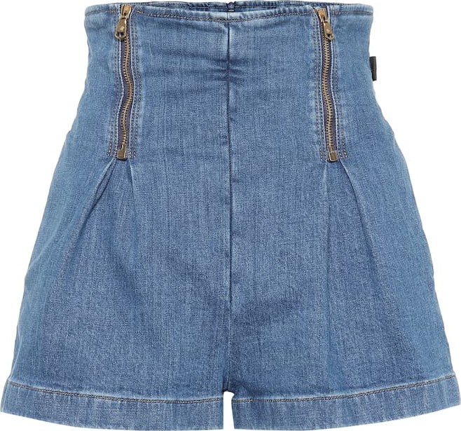 Versace High-rise denim shorts