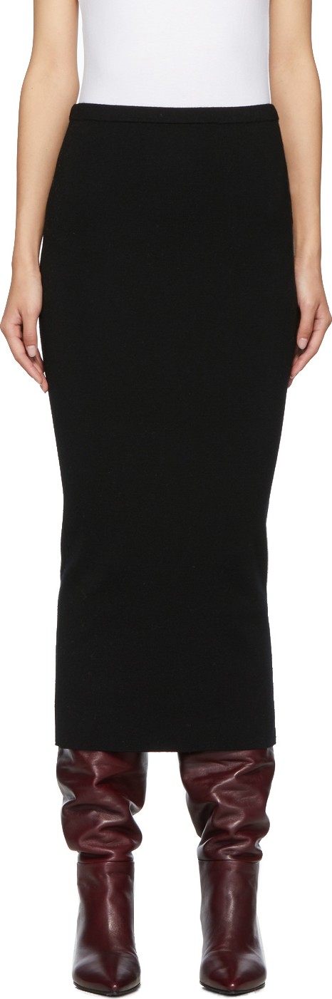 Totême Black Murano Merino Wool Skirt