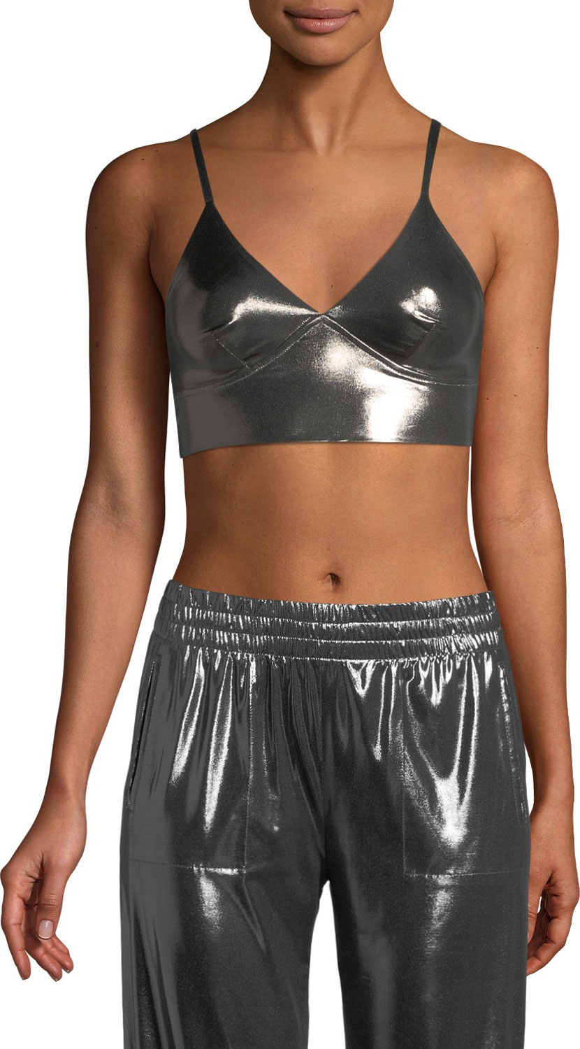 Norma Kamali Slip Metallic Sports Bra