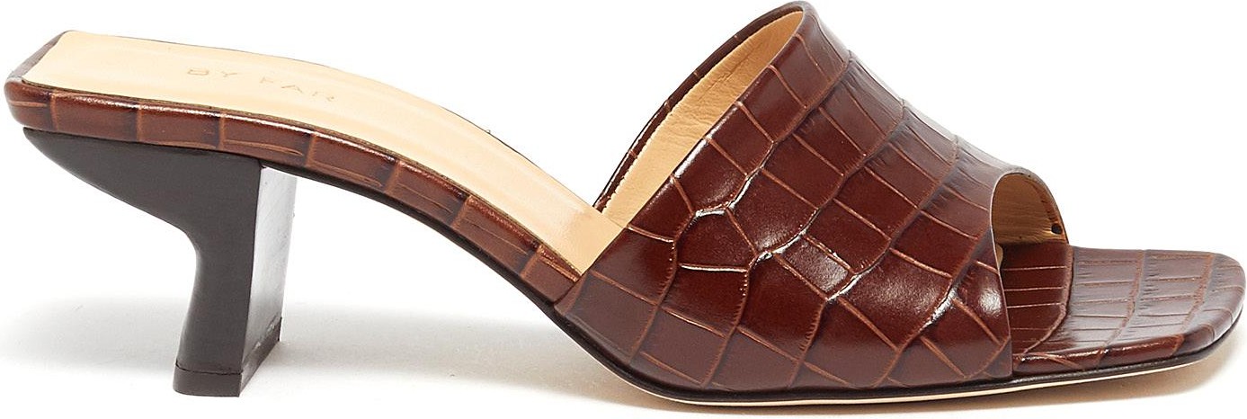 By Far ''Lily' croc embossed leather mules