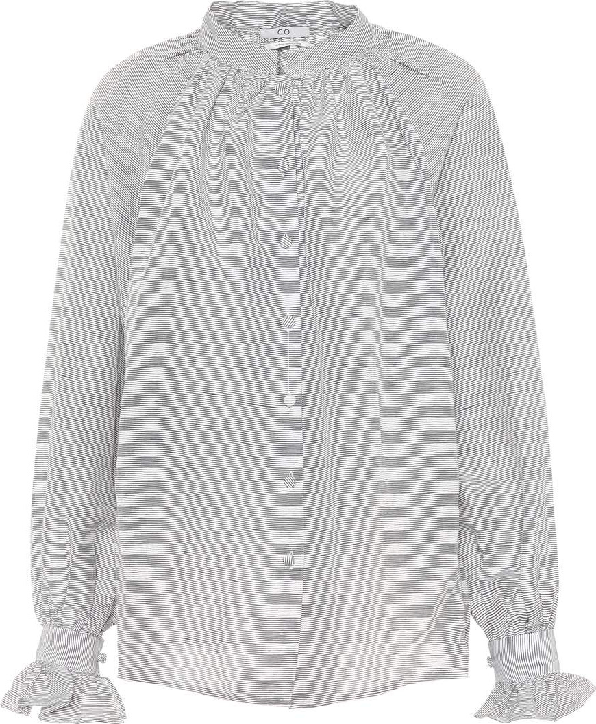 Co Striped standing-collar blouse