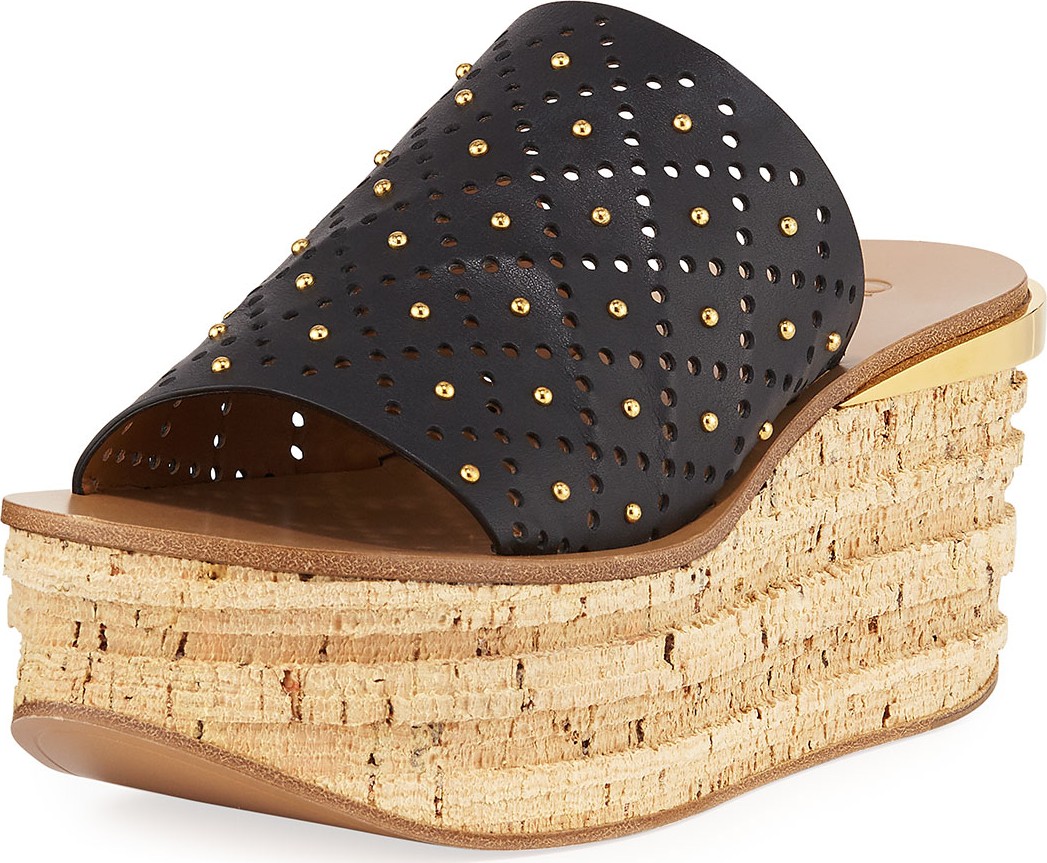 Chloe Camille Perforated Stud Slide Sandals