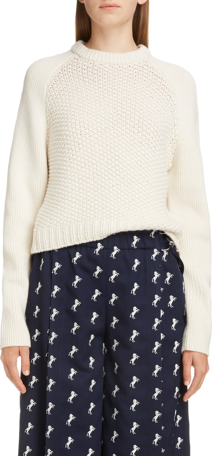 Chloe Mixed Knit Wool & Cashmere Blend Sweater